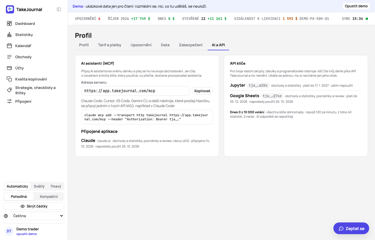 Profil › AI a API: dva klíče s tím, co smí číst, do kdy platí a kdy byly naposledy použity