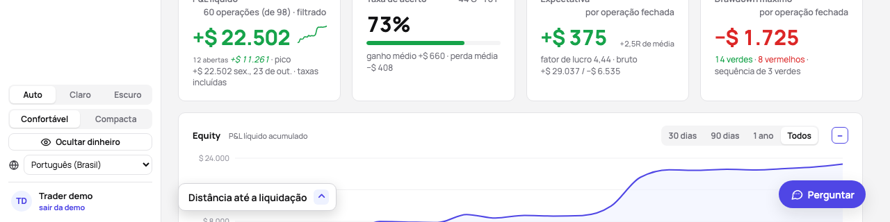 Um cartão minimizado espera no seu retângulo no canto inferior esquerdo da janela