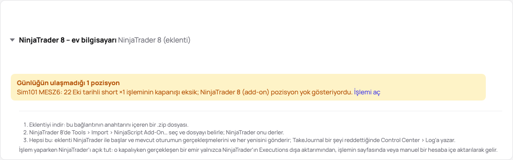 Demodaki bağlantı kartı: eklentinin durumu, üç adımı ve kılavuzun bağlantısı
